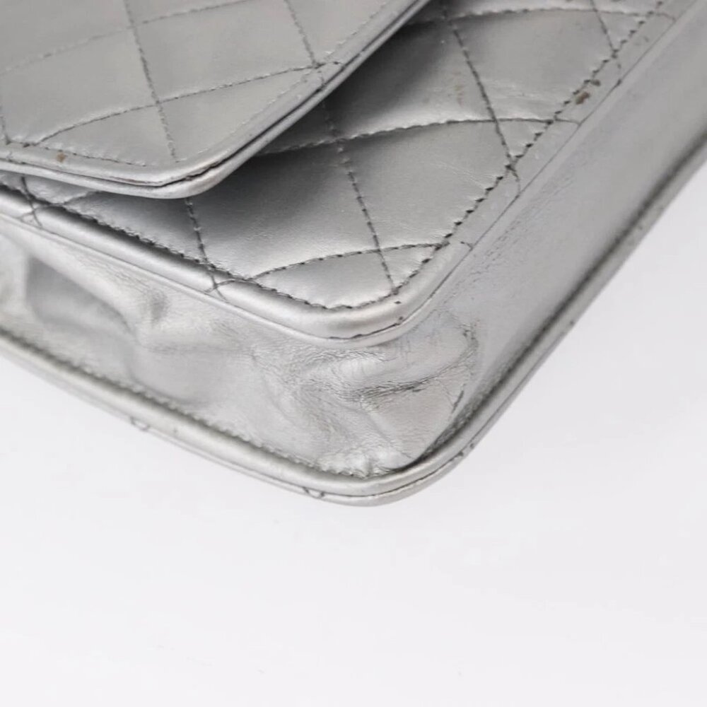 CHANEL Matelasse Chain Wallet Leather Silver - Picture 10 of 16